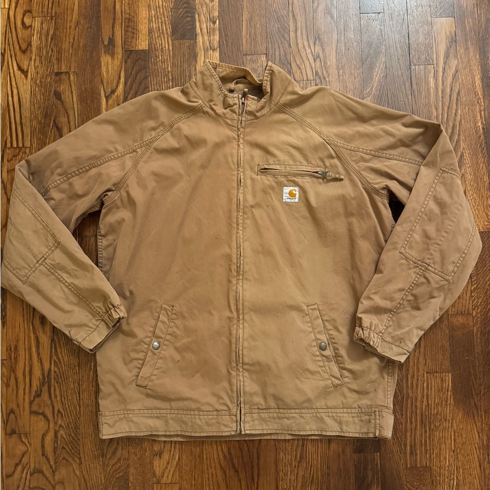 Carhartt Edlin Men's Brown Canvas Mesh Lined Padded Full Zip Jacket size large